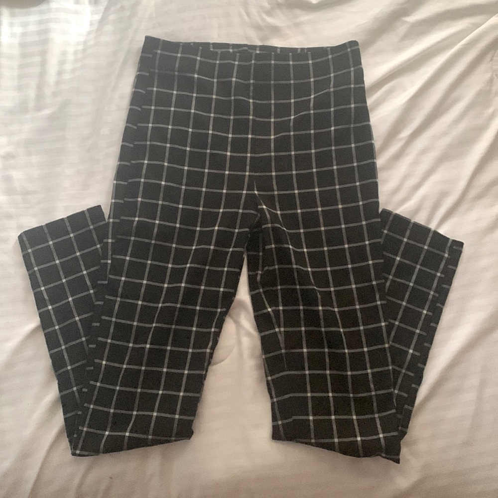 Plaid black and white pants